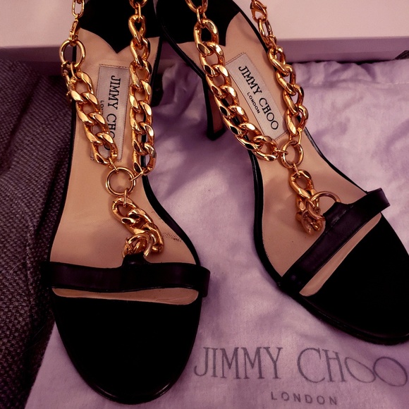 Jimmy Choo Shoes - Jimmy Choo Vintage Idol Gold / Black Calf Sandals